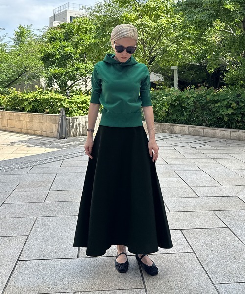 スカート エアリーニットフレアスカート「UVカット・マシン