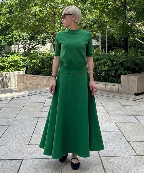 スカート エアリーニットフレアスカート「UVカット・マシン
