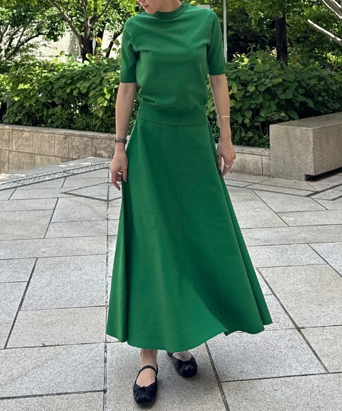 スカート エアリーニットフレアスカート「UVカット・マシン