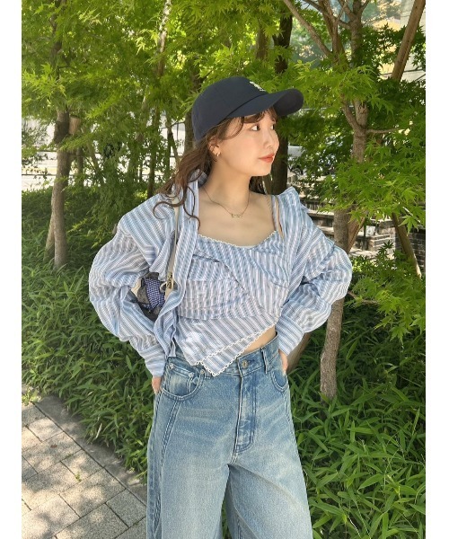 LILY BROWN ブラウス シャツ Lily Bearシアーオーバーシャツ