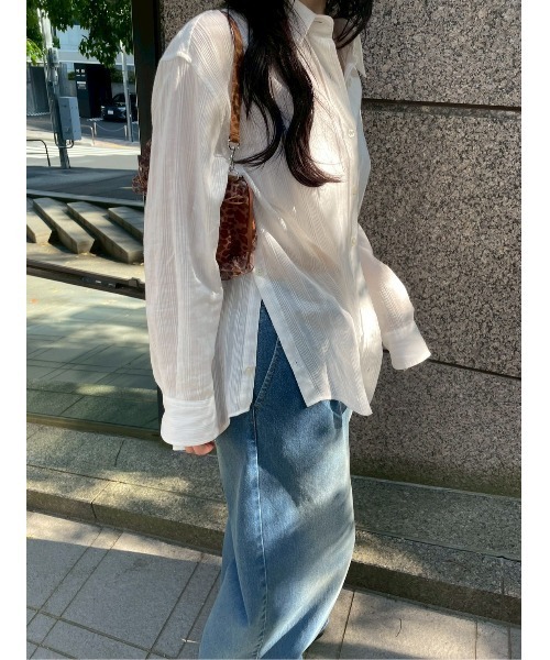 LILY BROWN ブラウス シャツ Lily Bearシアーオーバーシャツ  