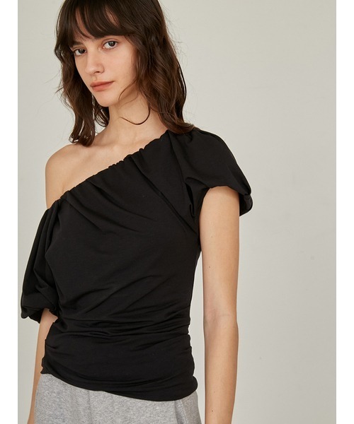 tシャツ ワンショルギャザーTシャツ レディース styling/ tシャツ ワンショルダーギャザートップス レディース