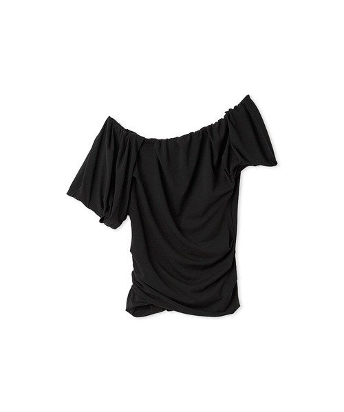 tシャツ ワンショルギャザーTシャツ レディース LADY LIKE tシャツ サイドギャザーワンショルダートップス