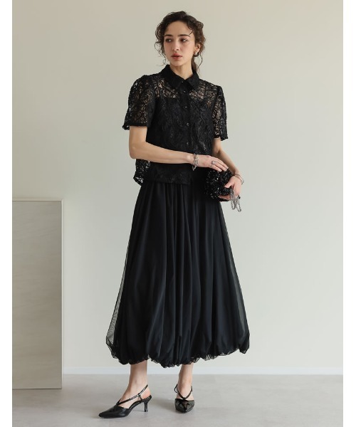 レースクロップドシャツ(半袖) Re:EDIT ブラウス シャツ 「2025 SUMMER COLLECTION