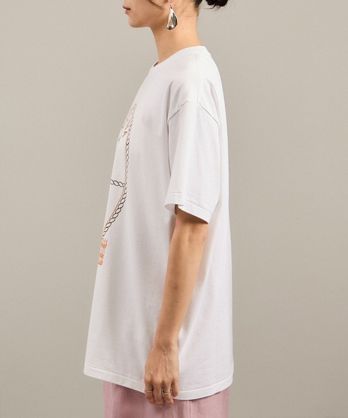 tシャツ Over the Border グラフィックプリントTEE / レタリングTシャツ「洗える」 レディース SALON adam et rope' tシャツ Over the Border グラフィック