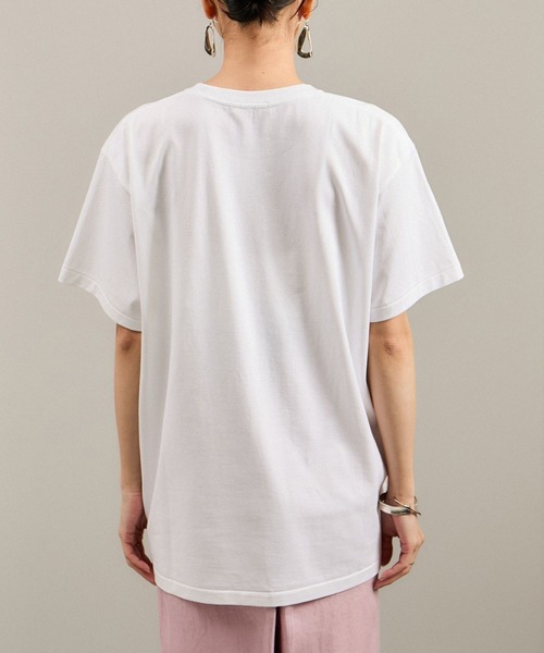 tシャツ Over the Border グラフィックプリントTEE / レタリングTシャツ「洗える」 レディース SALON adam et rope' tシャツ Over the Border グラフィック