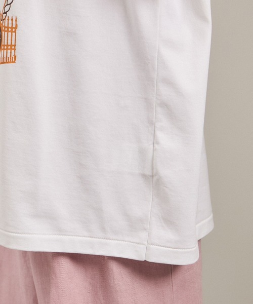 tシャツ Over the Border グラフィックプリントTEE / レタリングTシャツ「洗える」 レディース SALON adam et rope' tシャツ Over the Border グラフィック