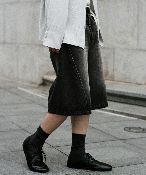 WYM LIDNM パンツ CURVED SEAM DENIM WIDE SHORTS メンズ