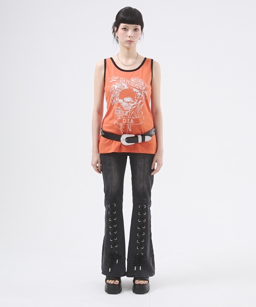 新品 d.i.a スカル レオパ メタリックタンクトップ y2k ギャル DAIYA（ダイヤ） tシャツ メタリックスカルモチーフプリントタンク