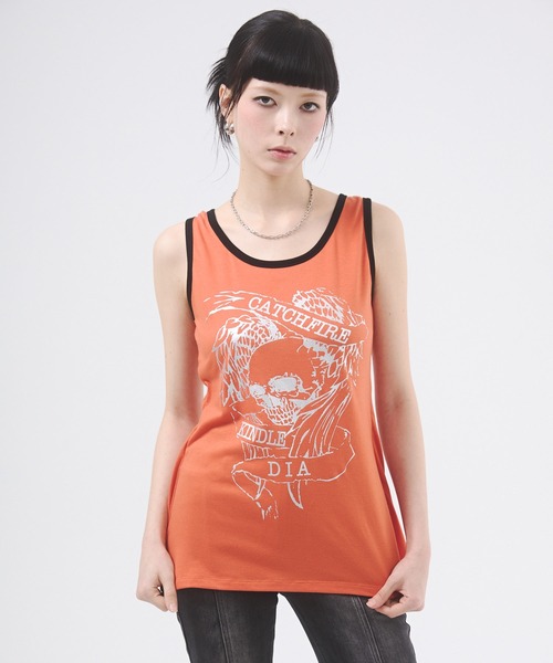 DAIYA（ダイヤ） tシャツ メタリックスカルモチーフプリントタンク