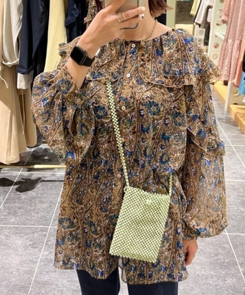「ROSE BUD」 7分袖ブラウス ONE SIZE ブラウン レディース