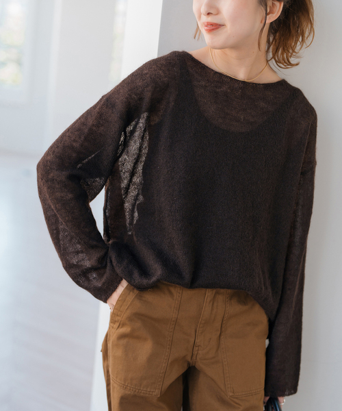 Spick&Span　ルーズモヘヤMIXボートネックニット スピック＆スパン（Spick and Span）/ルーズモヘヤMIXボート