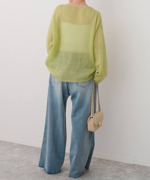 Spick&Span ルーズモヘヤミックスボートネックニット グリーン 追加》ルーズモヘヤミックスボートネックニット（ニット/セーター