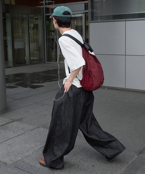 Perushu ジーンズ ハトメループリジットワイドタックデニム メンズ