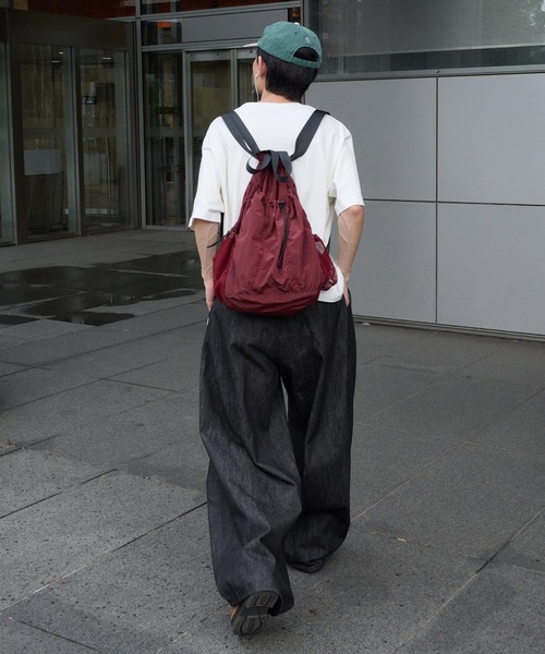 Perushu ワイドパンツ ジーンズ ハトメループリジットワイドタック