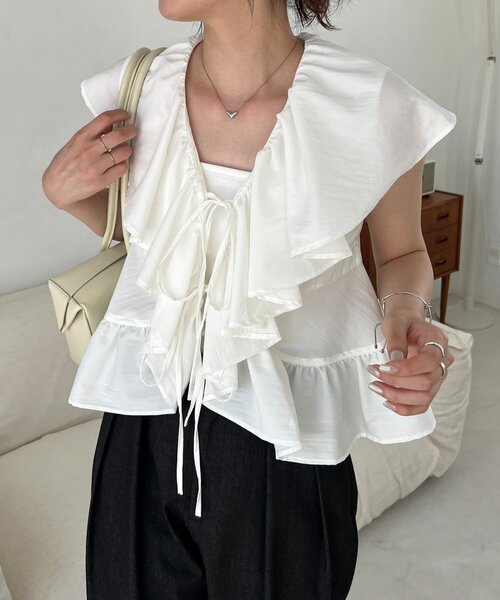 CAPRICIEUX LE'MAGE ブラウス シャツ フリルカラーブラウス