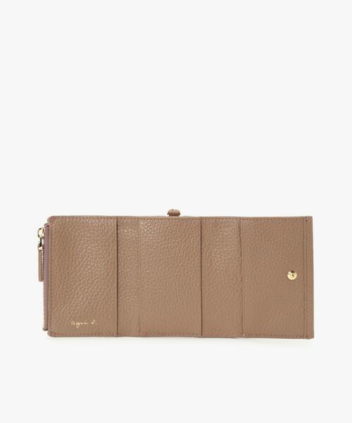 【美品】agnes b. アニエスベー 三つ折り財布 ショルダー付 グレージュ系 使いやすい♪】アニエスベー ミニ財布 三つ折り すぐ届く (Agnes b