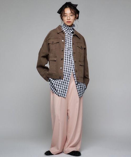 【美品】ナゴスタンス・長袖シャツ・チェックコンビハイネックブラウス・23AW・M Narcissus（ナルシス） ブラウス シャツ 「Original Design」デザイン