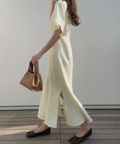 「LAUIR」 半袖ワンピース MEDIUM ライトグレー レディース_画像7