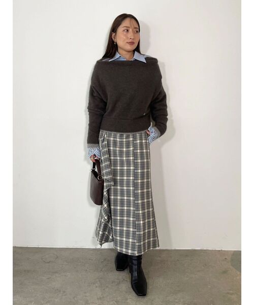 ダイアンフォンスティンバーグ　オフショルニット 今すぐお届け！】ヘアリーウールカシミア混リブネックオフショルニット