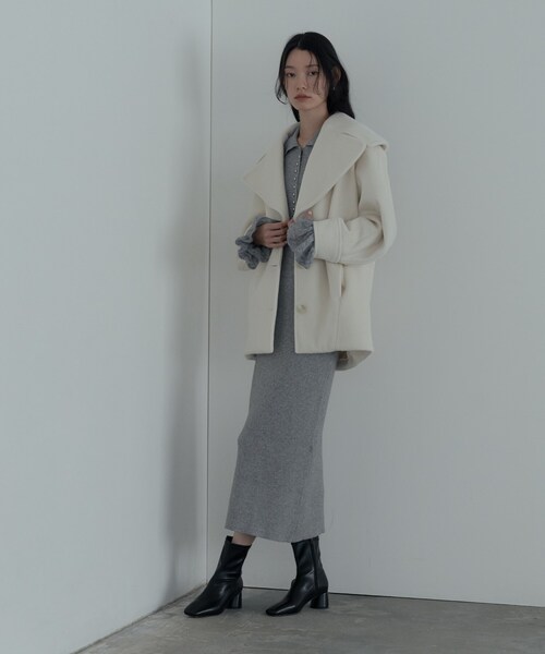 INDIVI GALLEST コート チェスターコート ビッグカラーダブルフェイス