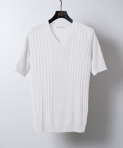 「BUFFALO BOBS」 半袖ニット 2-3 ブラック メンズ_画像2