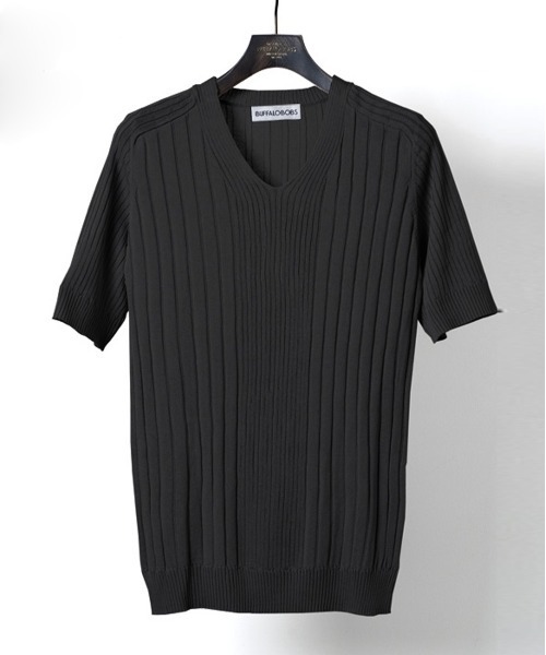 「BUFFALO BOBS」 半袖ニット 2-3 ブラック メンズ_画像3