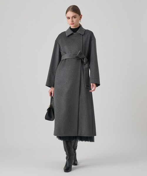 ANAYI ロングコート　カシミヤ混　チェスターコート　黒　38 ANAYI（アナイ） トレンチコート コート カシミヤステンカラーコート