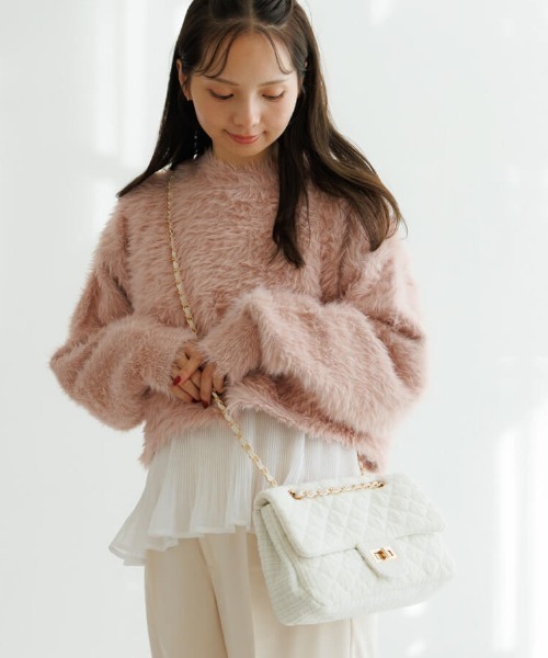 flower ショルダーバッグ バッグ ツイードチェーンバッグ レディース