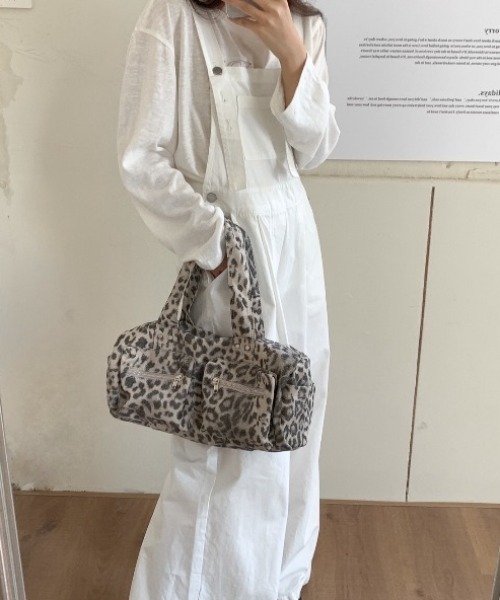 deux amour ボストンバッグ ヒョウ柄ジップポケットミニボストンバッグ