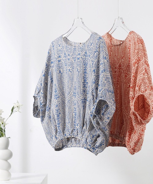 「LOPASS」 半袖ブラウス L レッド レディース_画像2