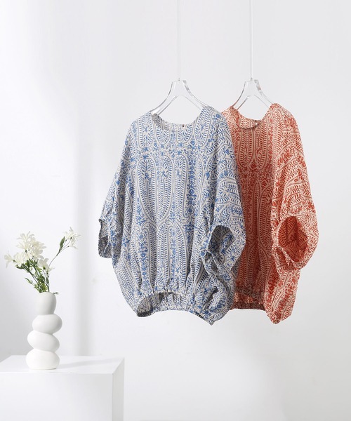 「LOPASS」 半袖ブラウス L レッド レディース_画像7