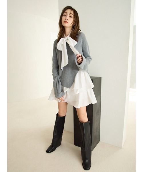 FRAY I.D（フレイ・アイディー） ワンピース リボンタイコンビニット