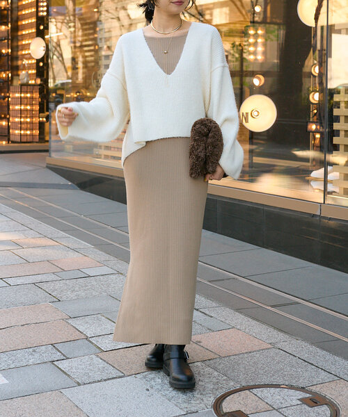 「RIVE DROITE」 ニットワンピース 36 ベージュ レディース_画像2