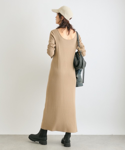「RIVE DROITE」 ニットワンピース 36 ベージュ レディース_画像4