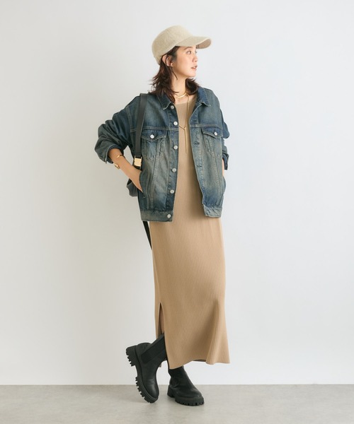 「RIVE DROITE」 ニットワンピース 36 ベージュ レディース_画像6