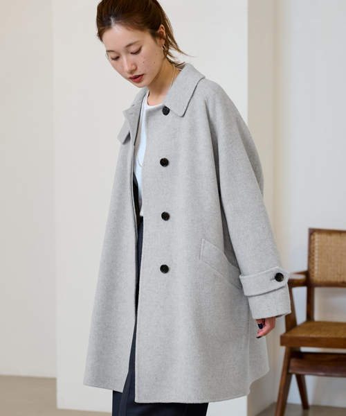 美品✨FRAMeWORK フレームワーク　ツイードロングコート グレー フレームワーク FRAMeWORK ≪≫SUPER160sフーディーコート （グレーB