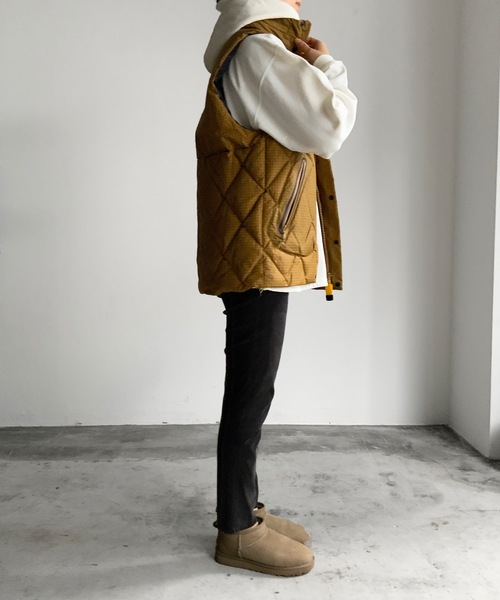 「MOUNTAIN SMITH」 ナイロンベスト S ベージュ メンズ_画像3