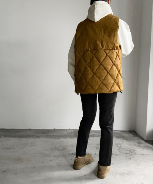 「MOUNTAIN SMITH」 ナイロンベスト S ベージュ メンズ_画像4