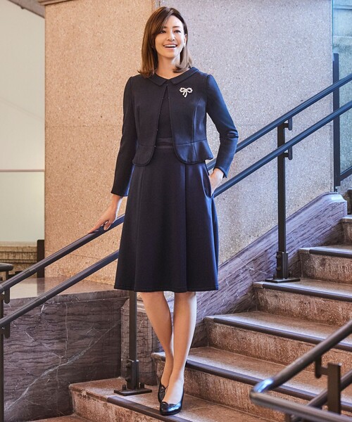 「TOCCA」 半袖ワンピース 0 ネイビー レディースの画像