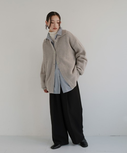 hellam（ヘラム） ニット セーター 襟付きポロニットカーディガン