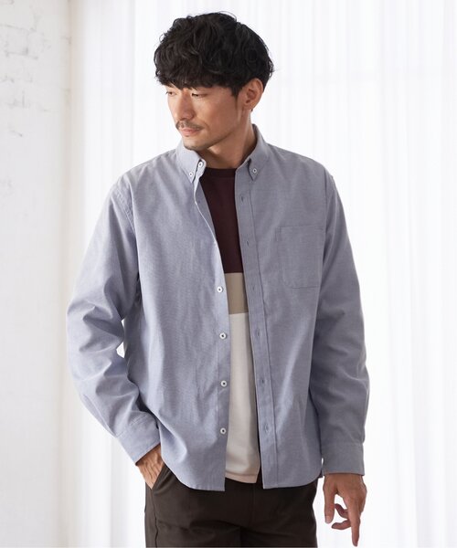 「ikka」 長袖シャツ M ネイビー メンズ_画像2