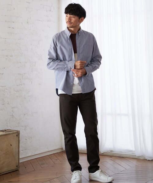 「ikka」 長袖シャツ M ネイビー メンズ_画像4