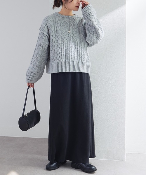 pual ce cin ニット セーター ミックスケーブルニットプルオーバー