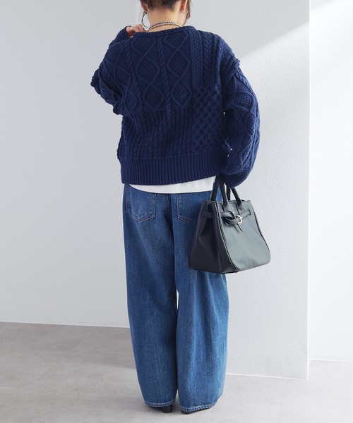 pual ce cin ニット セーター ミックスケーブルニットプルオーバー
