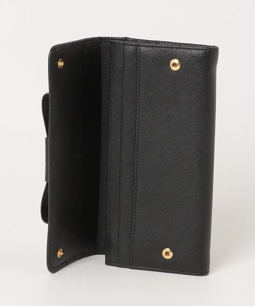PRADA（プラダ） サフィアーノ リボン 二つ折り 長財布 - ブラック