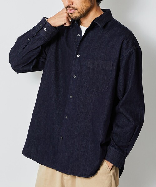 「5525Gallery」 長袖シャツ M ネイビー メンズ_画像4