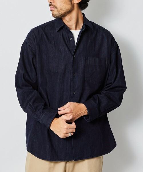 「5525Gallery」 長袖シャツ M ネイビー メンズ_画像5