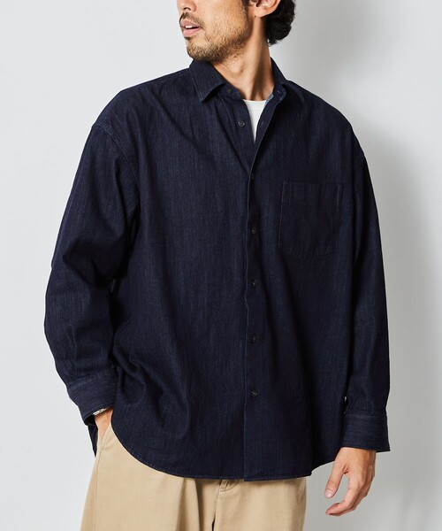 「5525Gallery」 長袖シャツ M ネイビー メンズ_画像6