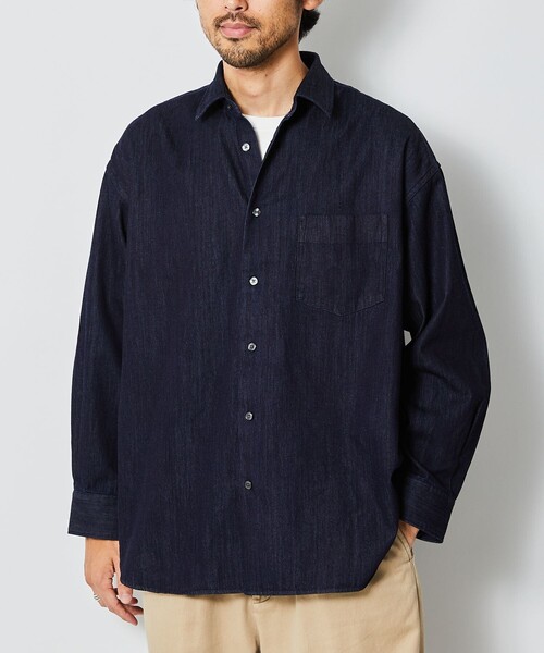 「5525Gallery」 長袖シャツ M ネイビー メンズ_画像9